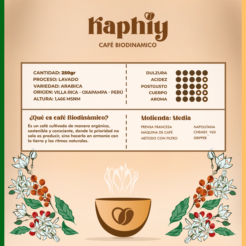 Café Biodinámico Kaphiy 250 gr - Tostado Medio